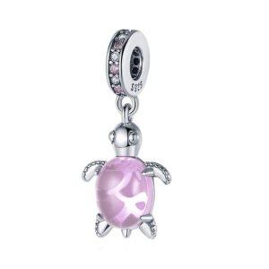 Charm pendentif tortue de mer en argent rose - Korell charms