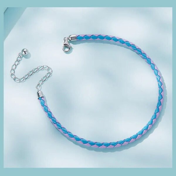 Bracelet Prestige en cuir tressé réglable en argent plaqué platine - Korell charms