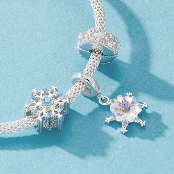 Charm Prestige séparateur à clip flocons de neige en argent plaqué platine - Korell charms
