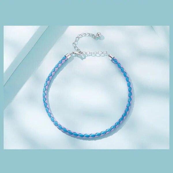 Bracelet Prestige en cuir tressé réglable en argent plaqué platine - Korell charms