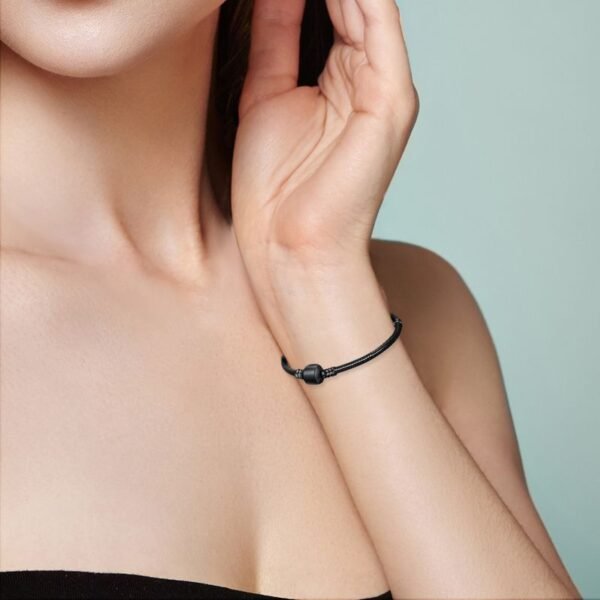Bracelet noir pour charms cylindre en argent - Korell charms