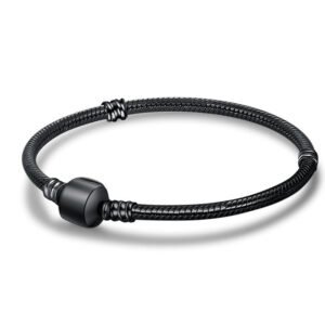 Bracelet noir pour charms cylindre en argent - Korell charms