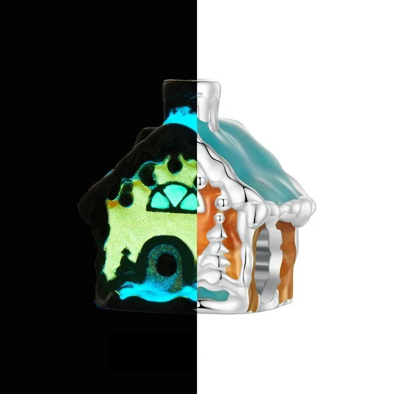 Charm Prestige chalet enneigé en argent - lumineux - Korell charms