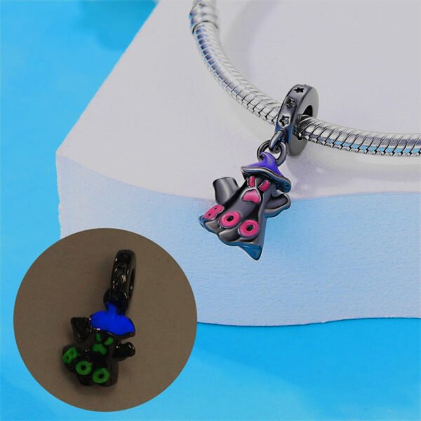 Charm pendentif Halloween fantôme noir en argent - lumineux - Korell charms