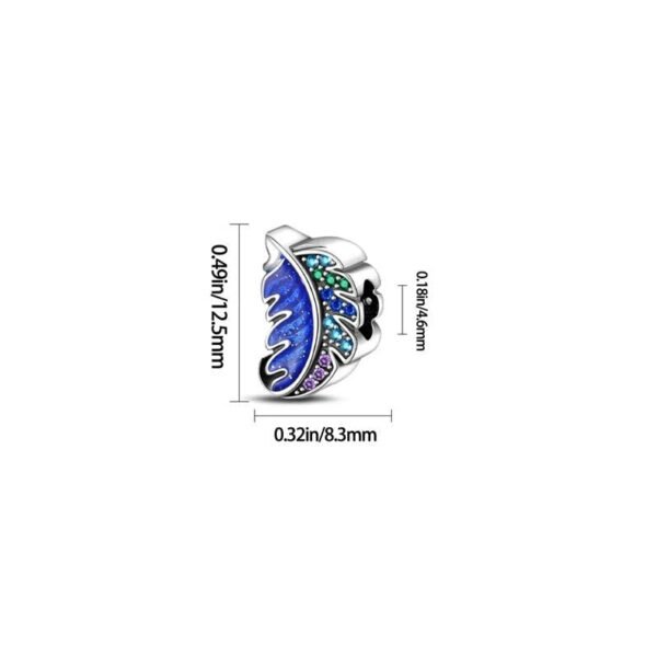 Charm plume bleue et cristaux en argent - Korell charms