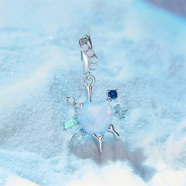 Charm Prestige pendentif cœur givré en argent plaqué platine - Korell charms
