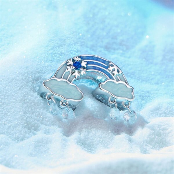 Charm Prestige arc-en-ciel, nuages et flocons de neige en argent plaqué platine - Korell charms