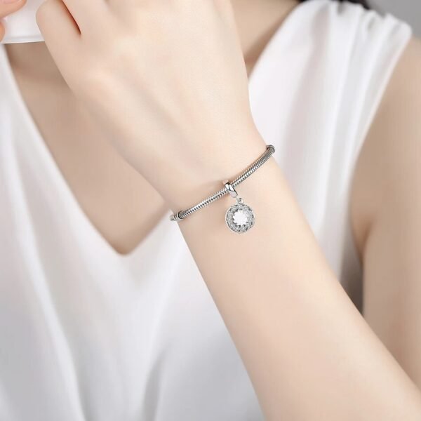 Charm pendentif cercle d'étoiles Ma photo en argent, personnalisable - Korell charms