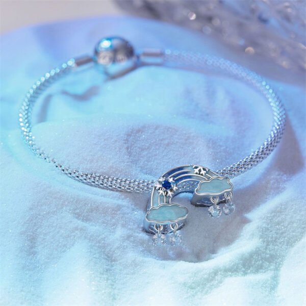 Charm Prestige arc-en-ciel, nuages et flocons de neige en argent plaqué platine - Korell charms