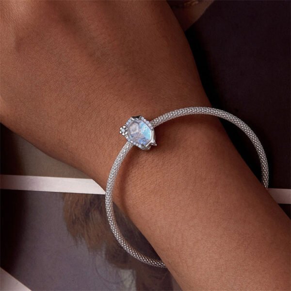 Charm Prestige ovale flocon givré en argent plaqué platine - Korell charms