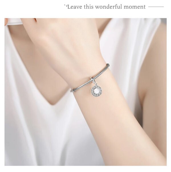 Charm pendentif cercle d'étoiles Ma photo en argent, personnalisable - Korell charms