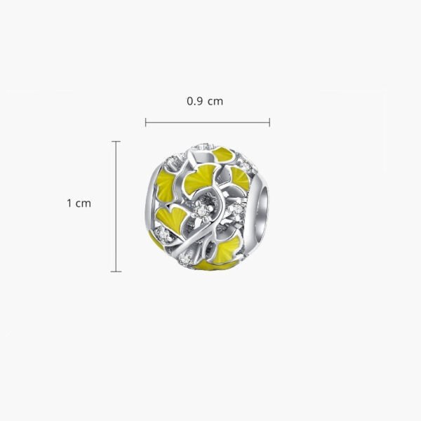Charm perle Prestige feuilles de Ginkgo Biloba en argent plaqué platine - Korell charms