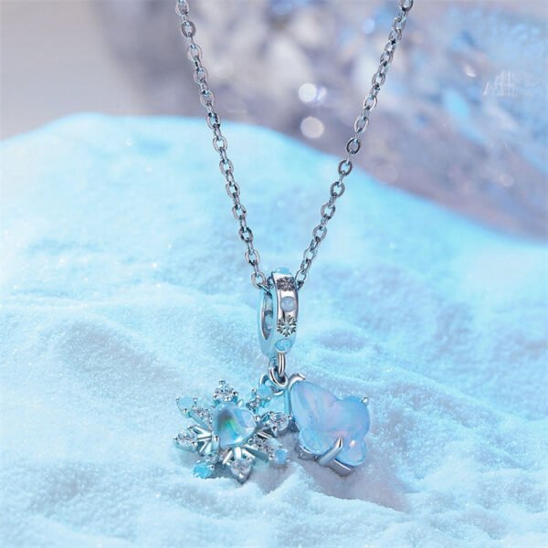 Charm Prestige pendentif double flocon et papillon en argent plaqué platine - Korell charms