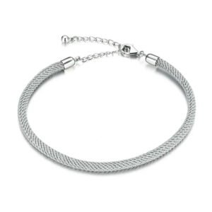 Bracelet Prestige corde tressée en argent plaqué platine Gris - Korell charms