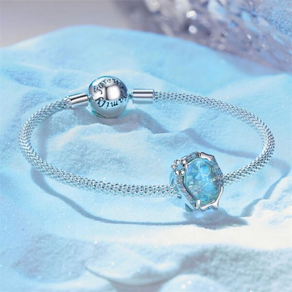 Charm Prestige ovale flocon givré en argent plaqué platine - Korell charms