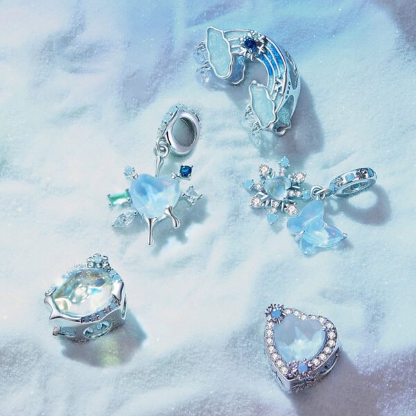 Charm Prestige ovale flocon givré en argent plaqué platine - Korell charms