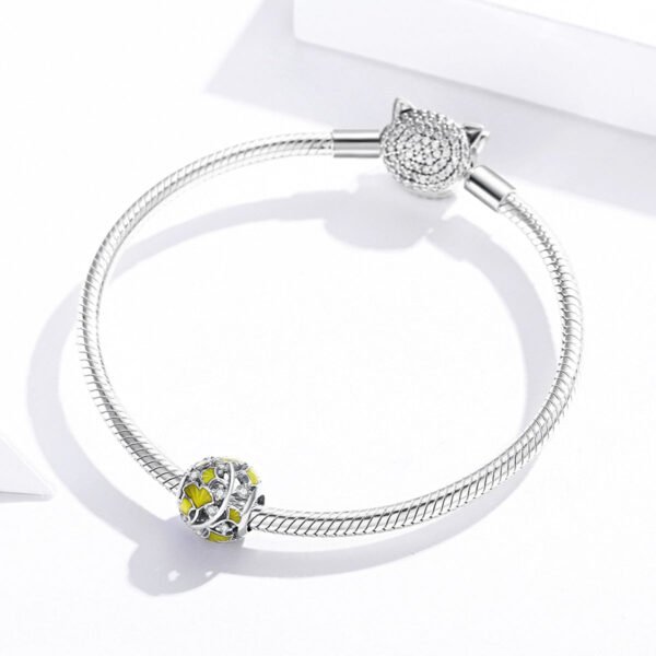 Charm perle Prestige feuilles de Ginkgo Biloba en argent plaqué platine - Korell charms