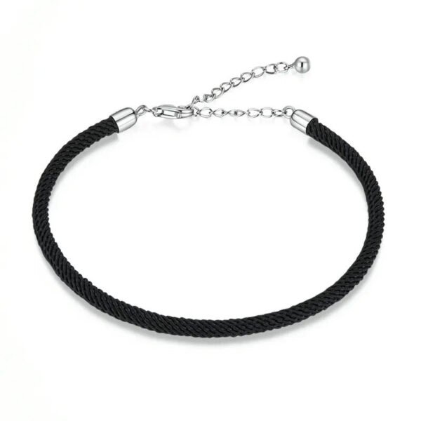 Bracelet Prestige corde tressée en argent plaqué platine Noir - Korell charms