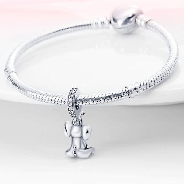 Charm pendentif éléphant rose en argent - Korell charms