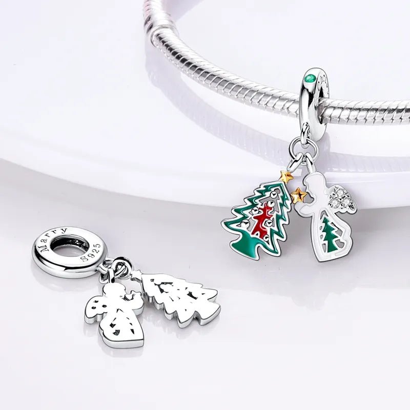 Charm pendentif double sapin et ange en argent - Korell charms