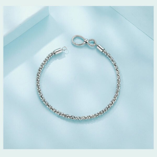 Bracelet Prestige Signe Infini en maille cloutée en argent plaqué platine - Korell charms