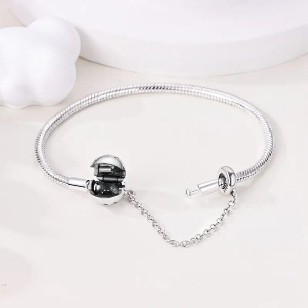 Bracelet pour charms boule lunes et étoiles avec chaîne de sécurité intégrée en argent - Korell charms