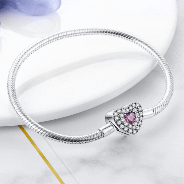 Bracelet pour charms cœur rose en argent - Korell charms