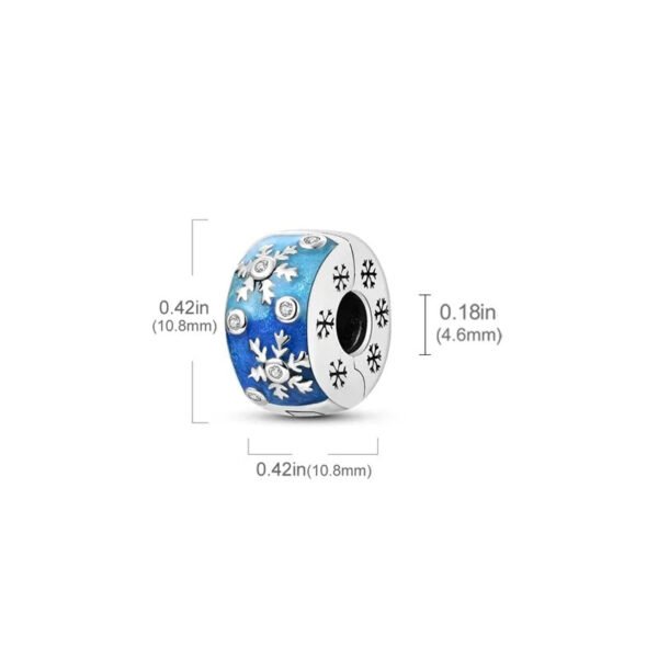 Charm séparateur à clip bleu flocons de neige en argent - Korell charms