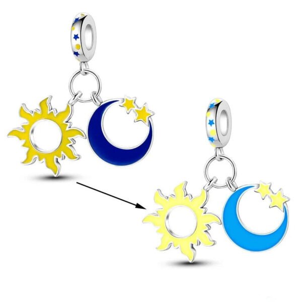 Charm pendentif lune, soleil et étoiles en argent - lumineux Default Title - Korell charms