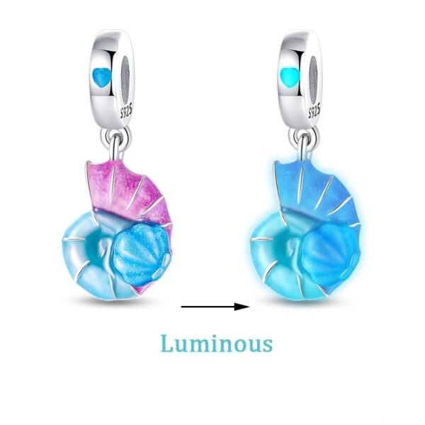 Charm pendentif nautile bleu en argent - lumineux Default Title - Korell charms