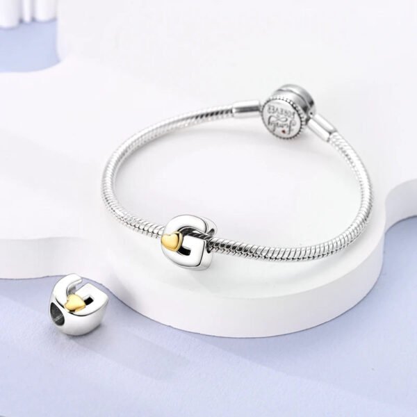 Charm alphabet lettre et cœur doré en argent - Korell charms