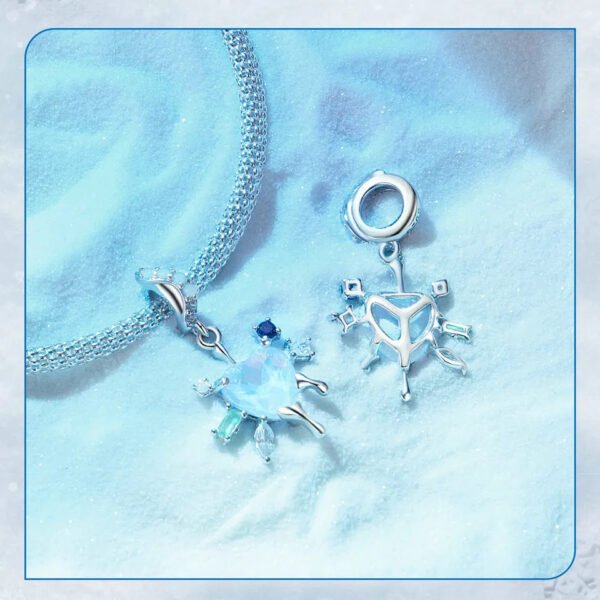 Charm Prestige pendentif cœur givré en argent plaqué platine - Korell charms