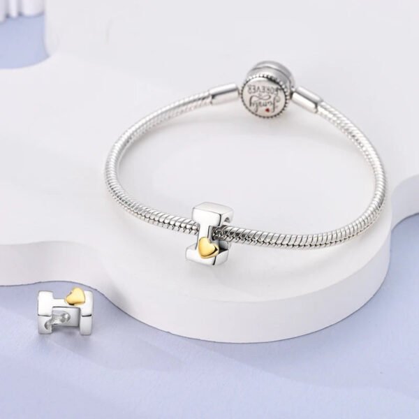 Charm alphabet lettre et cœur doré en argent - Korell charms