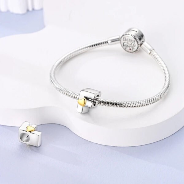 Charm alphabet lettre et cœur doré en argent - Korell charms