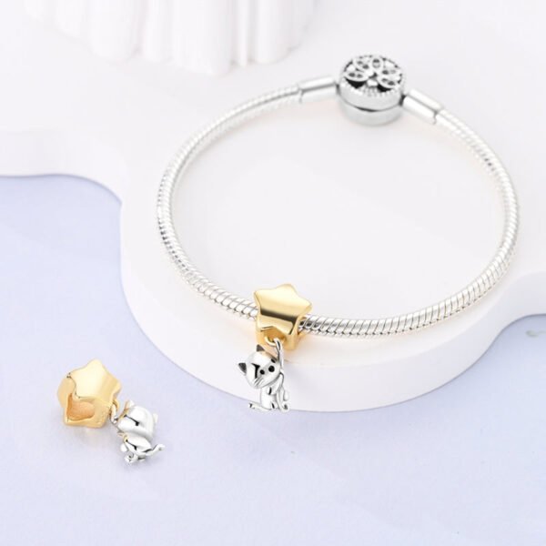 Charm chat suspendu à une étoile en argent - Korell charms