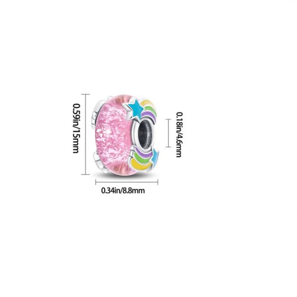 Charm séparateur Murano rose étoile filante en argent - Korell charms