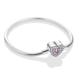 Bracelet pour charms cœur rose en argent - Korell charms
