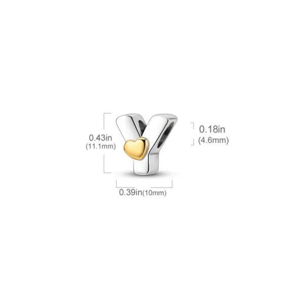 Charm alphabet lettre et cœur doré en argent - Korell charms