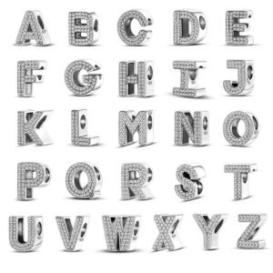 Charm alphabet lettre cristaux en argent - Korell charms