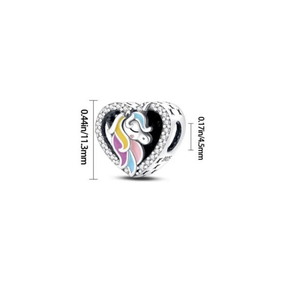 Charm cœur tête de licorne en argent - Korell charms