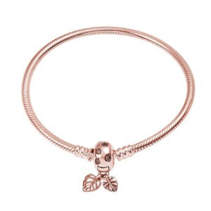 Bracelet pour charms à pendants petites feuilles en argent doré - Korell charms