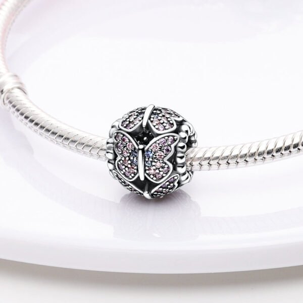 Charm perle papillons cristaux en argent - Korell charms