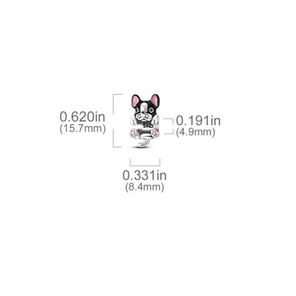Charm chien bouledogue enroulé en argent - Korell charms