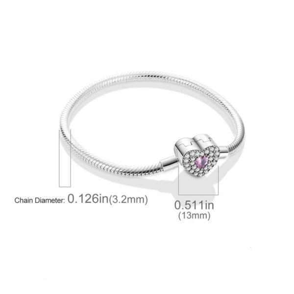Bracelet pour charms cœur rose en argent - Korell charms