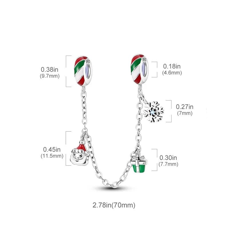 Charm chaine Père Noël, cadeau et flocon en argent - Korell charms