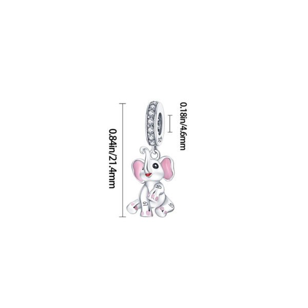 Charm pendentif éléphant rose en argent - Korell charms