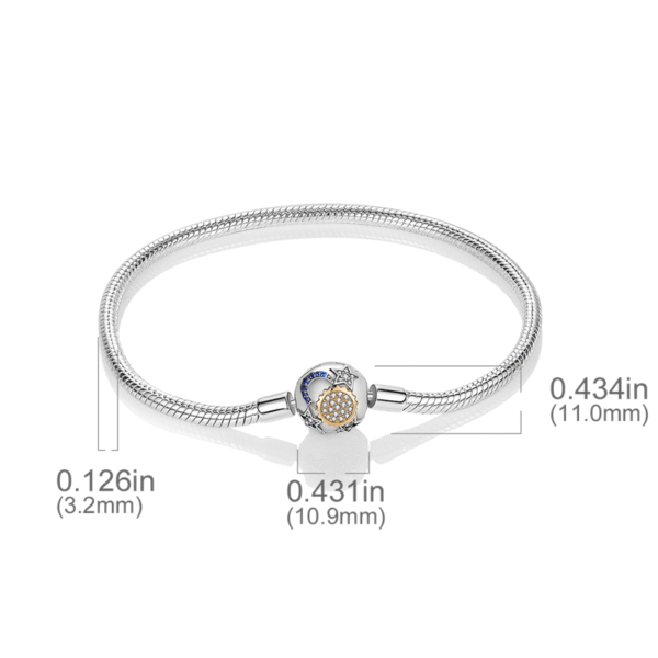 Bracelet pour charms lune étoiles et soleil en argent - Korell charms