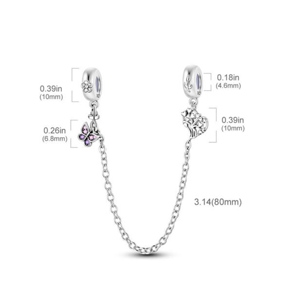 Charm chaine papillon et cœurs en argent - Korell charms