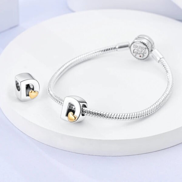 Charm alphabet lettre et cœur doré en argent - Korell charms