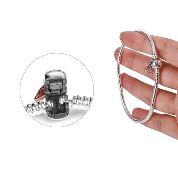 Bracelet pour charms à pendants petites feuilles en argent - Korell charms